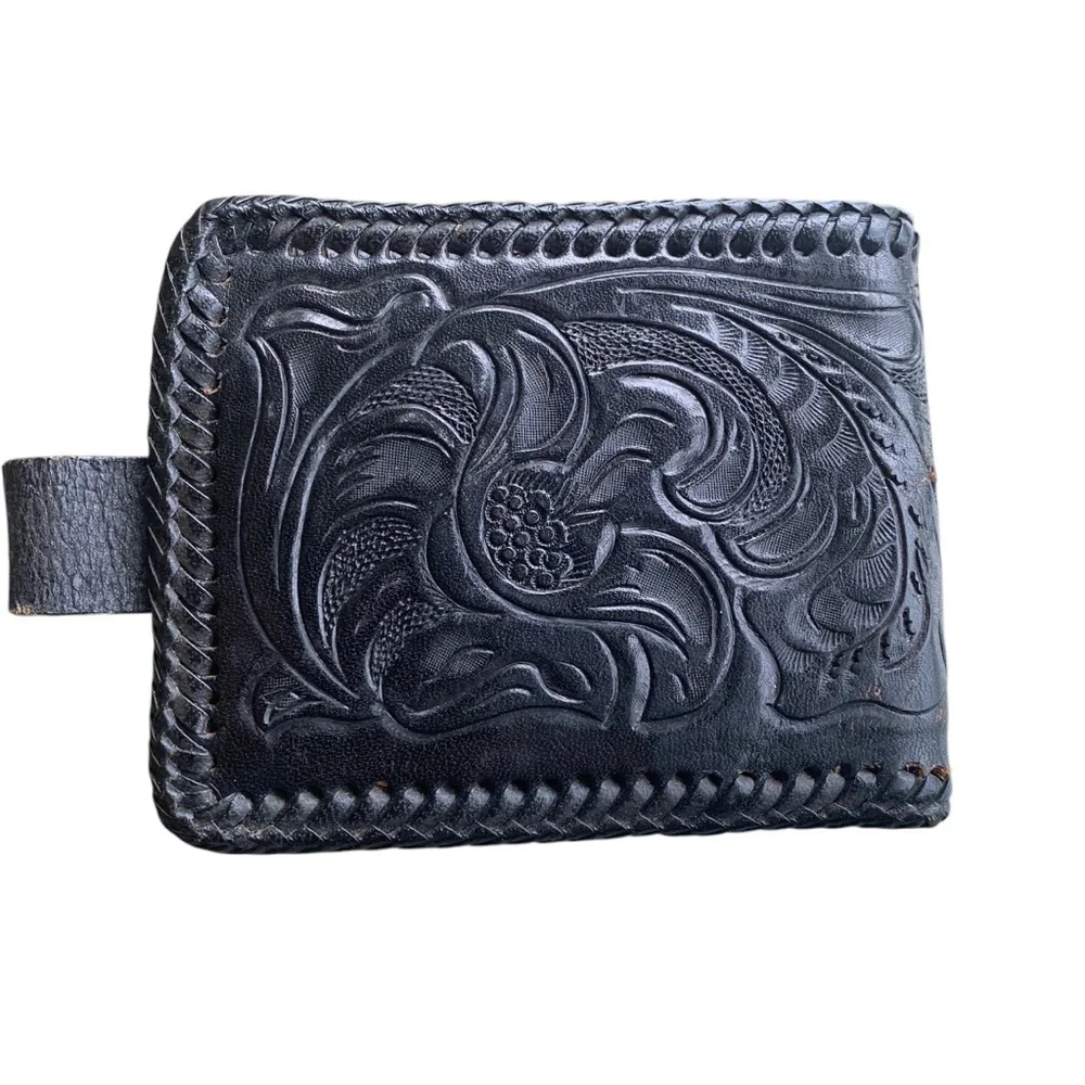 Vintage Tooled Leather Horse Wallet Bifold